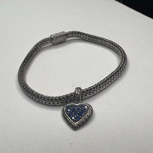 5mm John Hardy Classic Cable Bracelet with Blue Sapphire Pedant